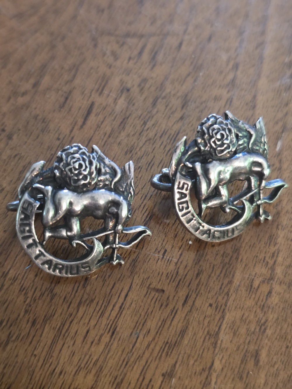 Vintage Sterling Silver Sagittarius Guglielm Cini Zodiac Clip On Earrings.